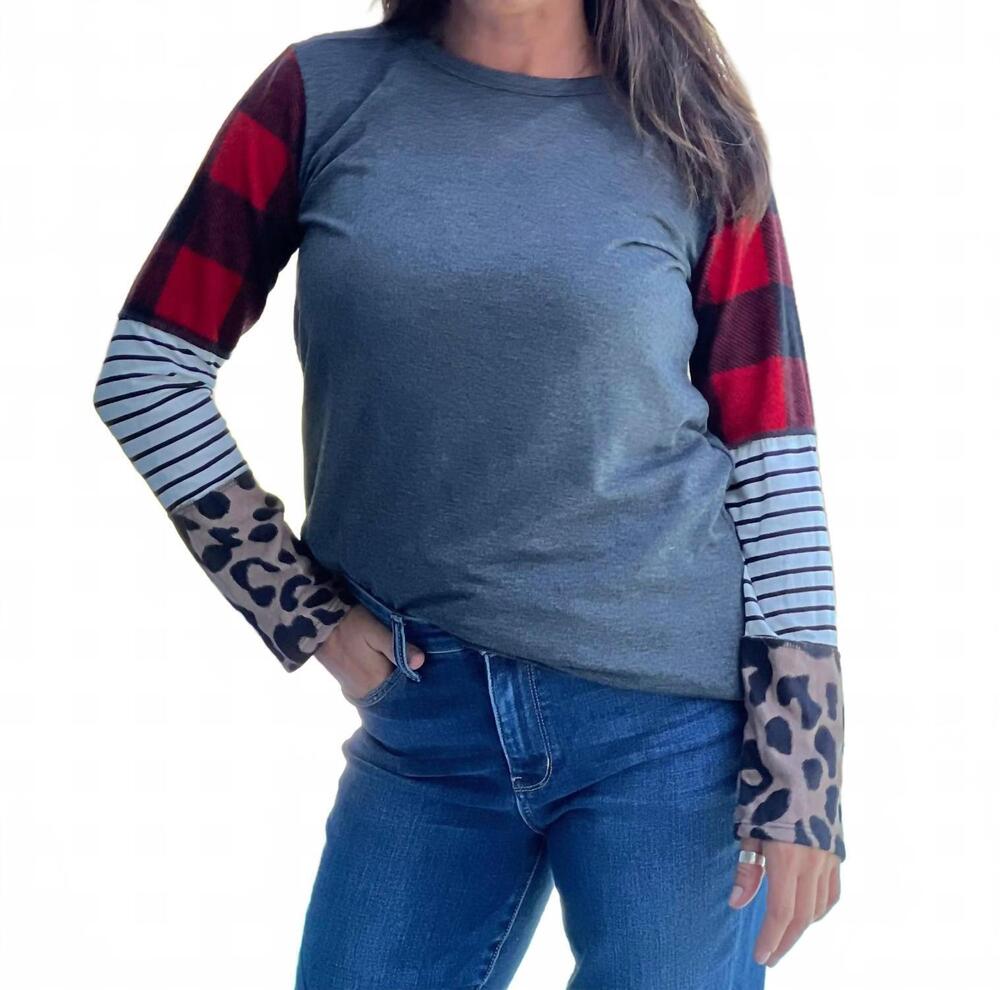 NEW HEIMISH USA triple play top in charcoal
